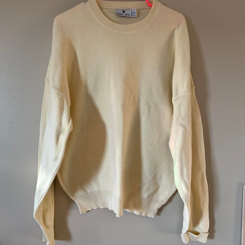 Robert Bruce Cream Men's Sweater Size L Made in USA